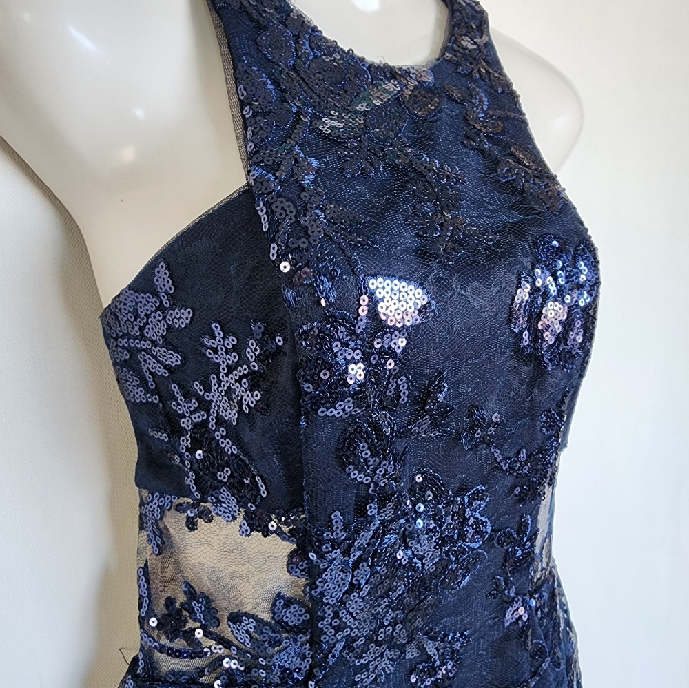 GB Navy Blue Floral Sequin Dress
